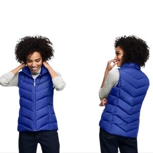 lands' end hyperDRY water-resistant women's 600Fill down vest blue size L